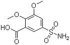 structure of CAS# 66644-80-2, 2,3-Dimethoxy-5-sulphamoylbenzoic acid;5-Aminosulfonyl-2,3-dimethoxy benzoic acid