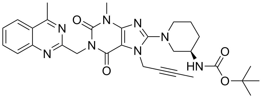 [(3R)-1-[7-(2-Butynyl)-2,3,6,7-tetrahydro-3-methyl-1-[(4-methyl-2-quinazolinyl)methyl]-2,6-dioxo-1H-purin-8-yl]-3-piperidinyl]carbamic acid 1,1-dimethylethyl ester molecular structure (CAS 668273-75-4)
