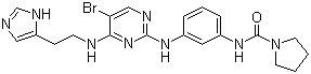 结构式 CAS# 702674-56-4, BX-912; N-[3-[[5-溴-4-[[2-(1H-咪唑-5-基)乙基]氨基]-2-嘧啶基]氨基]苯基]-1-吡咯烷甲酰胺