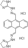 structure of CAS# 71439-68-4, Bisantrene dihydrochloride;9,10-Anthracenedicarboxaldehyde bis(2-imidazolin-2-ylhydrazone) dihydrochloride