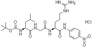 N-[叔丁氧羰基]-L-亮氨酰甘氨酰-N-(4-硝基苯基)-L-精氨酰胺单盐酸盐分子结构 (CAS 71730-95-5)