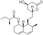 structure of CAS# 73573-88-3, Mevastatin;2-Methyl-butanoic acid [1S-[1-alpha(R*),7-beta,8-beta(2S*,4S*),8a-beta]]-1,2,3,7,8,8a-hexahydro-7-methyl-8-[2-(tetrahydro-4-hydroxy-6-oxo-2H-pyran-2-yl)ethyl]-1-naphthalenyl ester; Compactin; ML-236B