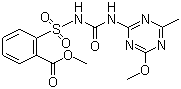 结构式 CAS# 74223-64-6, 甲磺隆; 3-(4-甲氧基-6-甲基-1,3,5-三嗪-2-基)-1-(2-甲氧基甲酰基苯基)磺酰脲
