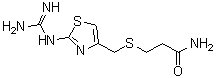 structure of CAS# 76824-16-3, 3-[[[2-[(Aminoiminomethyl)amino]-4-thiazolyl]methyl]thio]propanamide
