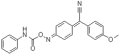 4-Methoxy-alpha-[4-[[[(phenylamino)carbonyl]oxy]imino]-2,5-cyclohexadien-1-ylidene]benzeneacetonitrile molecular structure (CAS 7702-83-2)