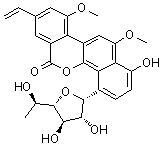 structure of CAS# 77879-90-4, Gilvocarcin V;4-(6-Deoxy-alpha-D-galactofuranosyl)-8-ethenyl-1-hydroxy-10,12-dimethoxy-6H-benzo[d]naphtho[1,2-b]pyran-6-one; NSC 338943; NSC 348115