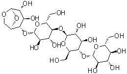 O-beta-D-Glucopyranosyl-(1→4)-O-beta-D-glucopyranosyl-(1→4)-O-beta-D-glucopyranosyl-(1→4)-1,6-anhydro-beta-D-glucopyranose molecular structure (CAS 80325-59-3)