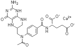 N-[4-[Acetyl[(2-amino-1,4,5,6,7,8-hexahydro-4-oxo-6-pteridinyl)methyl]amino]benzoyl]-L-glutamic acid calcium salt (1:1) molecular structure (CAS 80402-40-0)