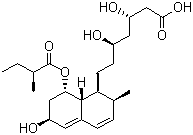 结构式 CAS# 81093-37-0, 普伐他汀; (+)-(3R,5R)-3,5-二羟基-7-[(1S,2S,6S,8S,8aR)-6-羟基-2-甲基-8-[(S)-2-甲基丁酰氧基]-1,2,6,7,8,8a-六氢-1-萘]-庚酸