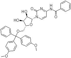 structure of CAS# 81246-76-6, N-Benzoyl-5'-O-[bis(4-methoxyphenyl)phenylmethyl]cytidine;N4-Benzoyl-5'-O-DMT-D-cytidine