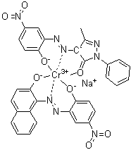 Sodium [2,4-dihydro-4-[(2-hydroxy-5-nitrophenyl)azo]-5-methyl-2-phenyl-3H-pyrazol-3-onato(2-)][1-[(2-hydroxy-5-nitrophenyl)azo]-2-naphthalenolato]chromate molecular structure (CAS 81361-05-9)