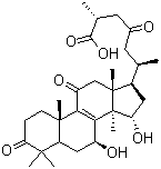 structure of CAS# 81907-62-2, Ganoderic acid A;(7beta,15alpha,25R)-7,15-Dihydroxy-3,11,23-trioxo-lanost-8-en-26-oic acid