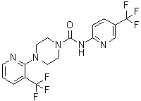 4-[3-(Trifluoromethyl)-2-pyridinyl]-N-[5-(trifluoromethyl)-2-pyridinyl]-1-piperazinecarboxamide molecular structure (CAS 821768-06-3)