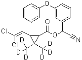 3-(2,2-Dichloroethenyl)-2,2-di(methyl-d<sub>3</sub>)cyclopropanecarboxylic acid cyano(3-phenoxyphenyl)methyl ester molecular structure (CAS 82523-65-7)