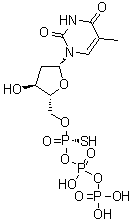 Thymidine, 5'→P''-ester with [P''(R)]-thiotriphosphoric acid molecular structure (CAS 83199-35-3)