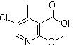 结构式 CAS# 851607-38-0, 5-氯-2-甲氧基-4-甲基-3-吡啶羧酸