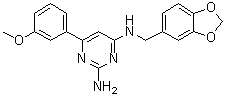 结构式 CAS# 853220-52-7, 2-氨基-4-[[3,4-(亚甲二氧基)苄基]氨基]-6-(3-甲氧基苯基)嘧啶