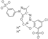 Dihydrogen [5-Chloro-3-[[4,5-dihydro-3-methyl-5-oxo-1-(3-sulfophenyl)-1H-pyrazol-4-yl]azo]-2-hydroxybenzenesulfonato]chromate molecular structure (CAS 85896-38-4)