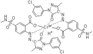 2-[[1-(3-Chlorophenyl)-4,5-dihydro-3-methyl-5-oxo-1H-pyrazol-4-yl]azo]-5-[(methylamino)sulfonyl]benzoic acid chromium complex molecular structure (CAS 85959-80-4)