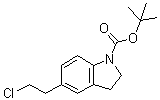 structure of CAS# 860024-94-8, 5-(2-Chloroethyl)-2,3-dihydroindole-1-carboxylic acid tert-butyl ester