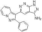 structure of CAS# 865362-74-9, 5-(2-Phenylpyrazolo[1,5-a]pyridin-3-yl)-1H-pyrazolo[3,4-c]pyridazin-3-amine;FR 180204