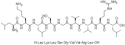 L-亮氨酰-L-赖氨酰-L-亮氨酰-L-丝氨酰甘氨酰-L-缬氨酰-L-缬氨酰-L-精氨酰-L-亮氨酸分子结构 (CAS 866635-34-9)