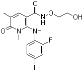 structure of CAS# 869357-68-6, AZD 8330;2-(2-Fluoro-4-iodophenylamino)-N-(2-hydroxyethoxy)-1,5-dimethyl-6-oxo-1,6-dihydropyridine-3-carboxamide