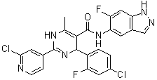 4-(4-氯-2-氟苯基)-2-(2-氯-4-吡啶基)-N-(6-氟-1H-吲唑-5-基)-6-甲基-1,4-二氢-5-嘧啶甲酰胺分子结构 (CAS 874119-56-9)