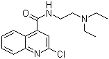 structure of CAS# 87864-14-0, 2-Chloro-N-[2-(diethylamino)ethyl]-4-quinolinecarboxamide