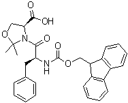(4S)-3-[(2S)-2-[[(9H-Fluoren-9-ylmethoxy)carbonyl]amino]-1-oxo-3-phenylpropyl]-2,2-dimethyl-4-oxazolidinecarboxylic acid molecular structure (CAS 878797-01-4)