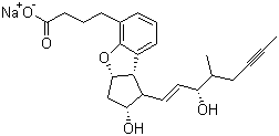 structure of CAS# 88475-69-8, Beraprost sodium;Sodium 2,3,3a-8b-tetrahydro-2-hydroxy-1-(3-hydroxy-4-methyl-1-octen-6-ynyl)-1H-cyclopenta[b]benzofuran-5-butanoate