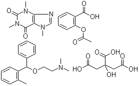 2-(Acetyloxy)benzoic acid mix with 3,7-Dihydro-1,3,7-trimethyl-1H-purine-2,6-dione and N,N-Dimethyl-2-[(2-methylphenyl)phenylmethoxy]ethanamine 2-Hydroxy-1,2,3-propanetricarboxylate molecular structure (CAS 88566-80-7)