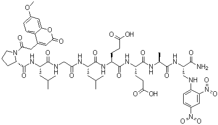 1-[(7-Methoxy-2-oxo-2H-1-benzopyran-4-yl)acetyl]-L-prolyl-L-leucylglycyl-L-leucyl-L-alpha-glutamyl-L-alpha-glutamyl-L-alanyl-3-[(2,4-dinitrophenyl)amino]-L-alaninamide molecular structure (CAS 891198-38-2)