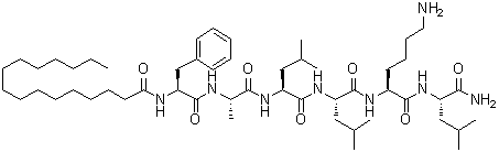 N-(1-Oxohexadecyl)-L-phenylalanyl-L-alanyl-L-leucyl-L-leucyl-L-lysyl-L-leucinamide molecular structure (CAS 891498-01-4)