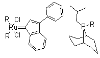 Dichlorobis[9-(2-methylpropyl)-9-phosphabicyclo[3.3.1]nonane](3-phenyl-1H-inden-1-ylidene)ruthenium molecular structure (CAS 894423-99-5)