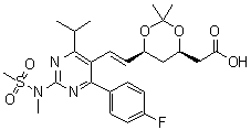 (4R,6S)-6-[(1E)-2-[4-(4-Fluorophenyl)-6-(1-methylethyl)-2-[methyl(methylsulfonyl)amino]-5-pyrimidinyl]ethenyl]-2,2-dimethyl-1,3-dioxane-4-acetic acid molecular structure (CAS 894787-93-0)