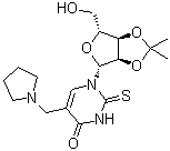 structure of CAS# 89845-82-9, 2',3'-O-(1-Methylethylidene)-5-(1-pyrrolidinylmethyl)-2-thiouridine