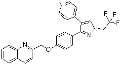2-[(4-[4-(Pyridin-4-yl)-1-(2,2,2-trifluoroethyl)-1H-pyrazol-3-yl]phenoxy)methyl]quinoline molecular structure (CAS 898563-00-3)