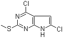 结构式 CAS# 90662-12-7, 4,6-二氯-2-甲硫基-7H-吡咯并[2,3-d]嘧啶