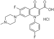 structure of CAS# 91296-86-5, Difluoxacin hydrochloride;6-Fluoro-1-(4-fluorophenyl)-7-(4-methylpiperazin-1-yl)-4-oxoquinoline-3-carboxylic acid hydrochloride