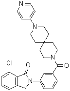 structure of CAS# 913064-47-8, 7-Chloro-2-[3-[[9-(pyridin-4-yl)-3,9-diazaspiro[5.5]undecan-3-yl]carbonyl]phenyl]-2,3-dihydroisoindol-1-one;ELN 441958