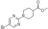 structure of CAS# 914347-01-6, 1-(5-Bromopyrimidin-2-yl)piperidine-4-carboxylic acid methyl ester;Methyl 1-(5-bromopyrimidin-2-yl)piperidine-4-carboxylate