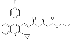 structure of CAS# 917752-49-9, (3R,5S,6E)-7-[2-Cyclopropyl-4-(4-fluorophenyl)-3-quinolinyl]-3,5-dihydroxy-6-heptenoic acid propyl ester