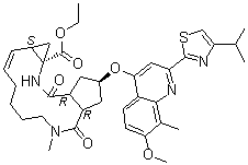 (2R,3aR,10Z,11aS,12aR,14aR)-2,3,3a,4,5,6,7,8,9,11a,12,13,14,14a-Tetradecahydro-2-[[7-methoxy-8-methyl-2-[4-(1-methylethyl)-2-thiazolyl]-4-quinolinyl]oxy]-5-methyl-4,14-dioxocyclopenta[c]cyclopropa[g][1,6]diazacyclotetradecine-12a(1H)-carboxylic acid ethyl ester molecular structure (CAS 923604-57-3)