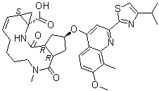 (2R,3aR,10Z,11aS,12aR,14aR)-2,3,3a,4,5,6,7,8,9,11a,12,13,14,14a-Tetradecahydro-2-[[7-methoxy-8-methyl-2-[4-(1-methylethyl)-2-thiazolyl]-4-quinolinyl]oxy]-5-methyl-4,14-dioxocyclopenta[c]cyclopropa[g][1,6]diazacyclotetradecine-12a(1H)-carboxylic acid molecular structure (CAS 923604-58-4)
