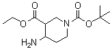 Ethyl 1-(tert-butoxycarbonyl)-4-aminopiperidine-3-carboxylate molecular structure (CAS 932035-01-3)