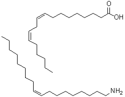 (Z)-9-Octadecen-1-amine (Z,Z)-9,12-octadecadienoate molecular structure (CAS 93777-50-5)