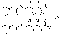 D-Gluconic acid, 6-ester with N,N-bis(1-methylethyl)glycine, calcium salt (2:1) molecular structure (CAS 93981-19-2)
