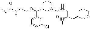 结构式 CAS# 942142-51-0, VTP-27999; N-[2-[(R)-(3-氯苯基)[(3R)-1-[[[(2S)-2-(甲基氨基)-3-[(3R)-四氢-2H-吡喃-3-基]丙基]氨基]羰基]-3-哌啶基]甲氧基]乙基]氨基甲酸甲酯