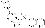 结构式 CAS# 943540-75-8, JNJ 38877605; 6-[二氟[6-(1-甲基-1H-吡唑-4-基)-1,2,4-三唑并[4,3-b]哒嗪-3-基]甲基]喹啉